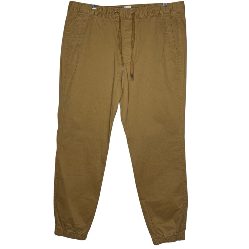 Gap Essential Joggers Mens L Relaxed Fit Elastic Waist Taper Pants Khaki Brown